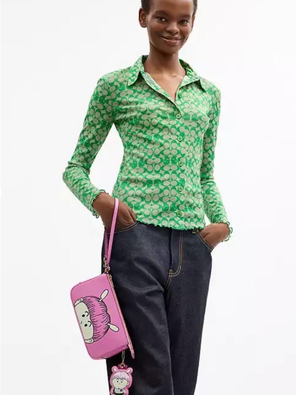 Brain Dead x Coach Xerx Alien Print Plaza Bag with Charm - Pink Multi - Picture 3 of 3